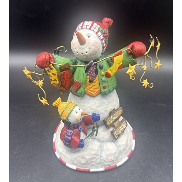 VTG Debra Jordan Bryan LET IT SNOW Snowman & Little Snowman Figurine Christmas - Picture 1 of 9